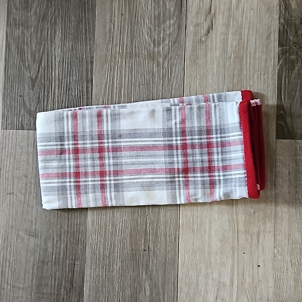 Caro Home White, Grey, Red Plaid Kitchen Towel